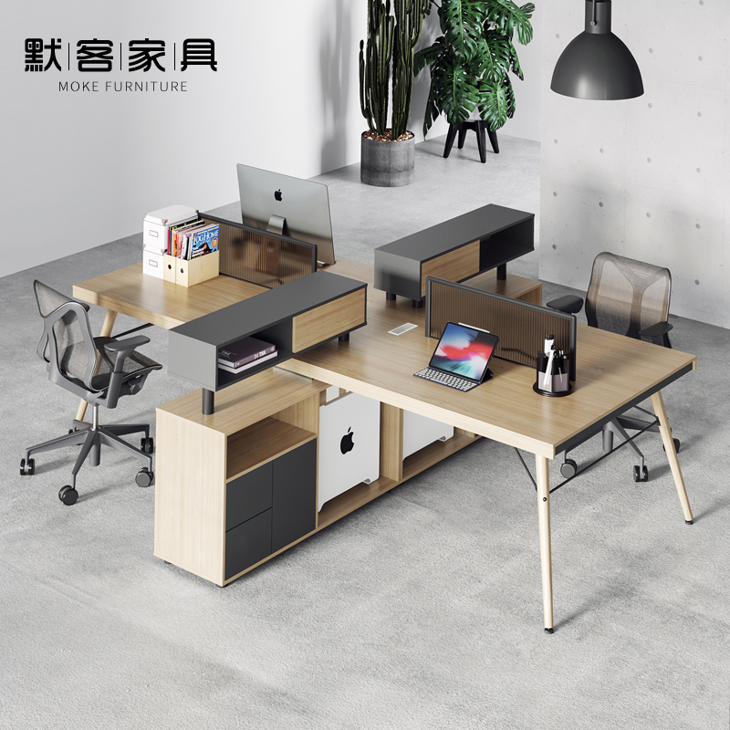 Staff Desk Chair Combo Financial Desk Station Screen Four employees Booth Office Nordic Double Table