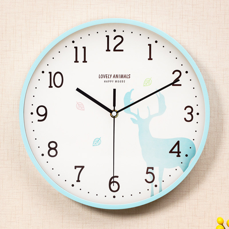 Modern minimalist wall-mounted wall clock bedroom living room hanging clock walking with silent cartoon background light lavish timepiece home clock table-Taobao