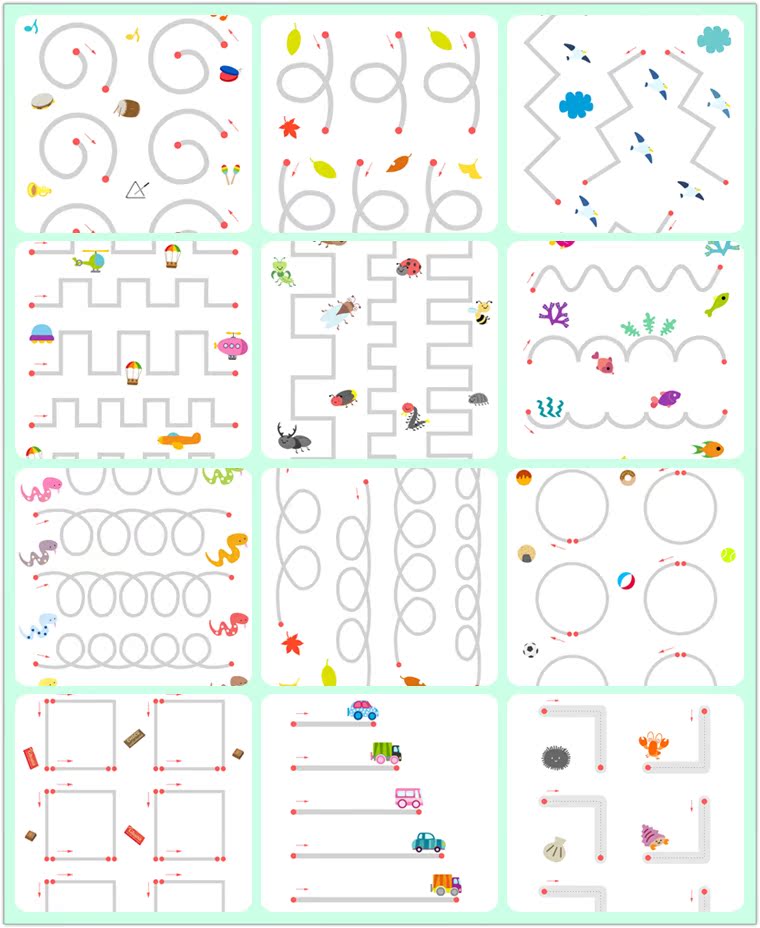 幼儿园儿童早教运笔连线训练电子版-樱花网络资源网 幼儿园儿童早教运笔连线训练电子版