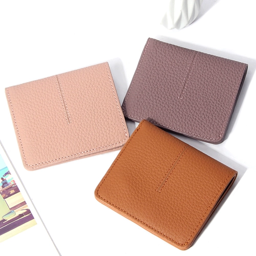 Бумажник, короткая ультратонкая сумка через плечо, складной картхолдер, кожаный кошелек, из натуральной кожи