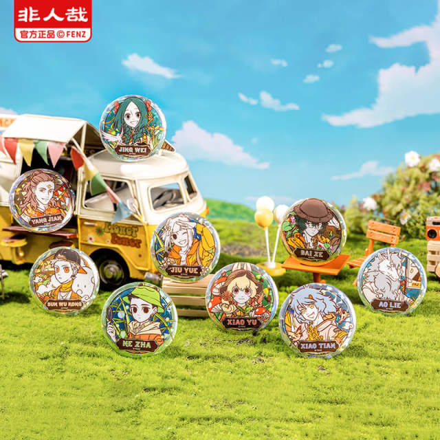 Feirenzai flagship store camping series tinplate blind box cartoon animation peripheral 65mm bar badge brooch