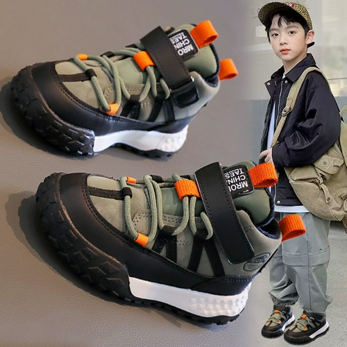 Демисезонная утепленная обувь для мальчиков, детские высокие кроссовки