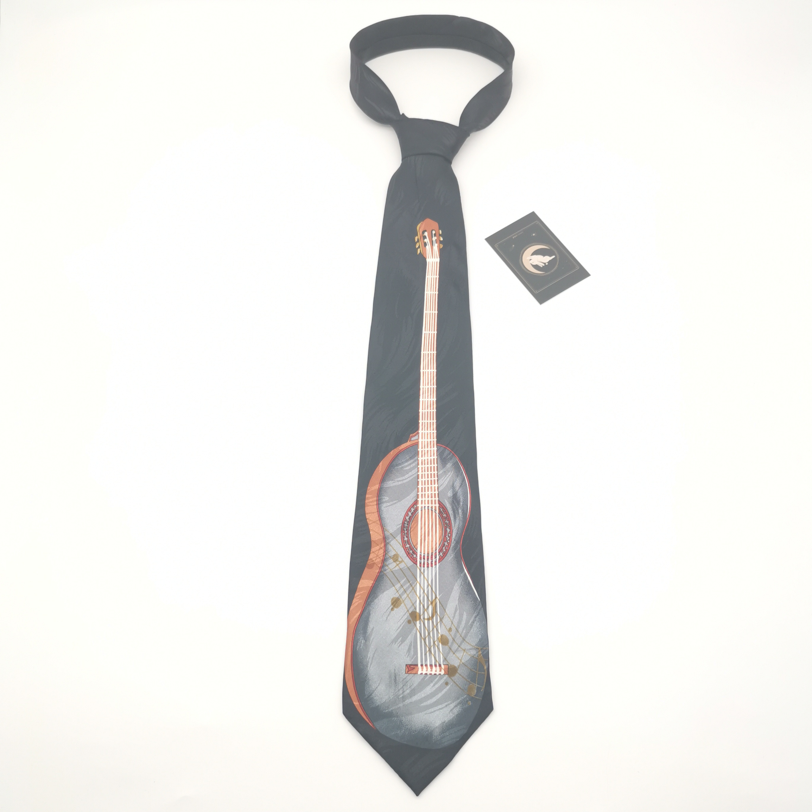 (Stars Bino) Great Guitar Genuine Silk Tie Female Decoration Trend Personality and Matching Days Retro Patterns