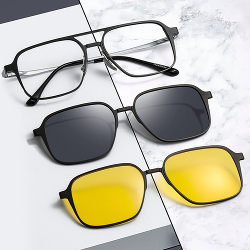 Магнитные очки миопия мужская двух -в одном паре зеркала поляризатора луча можно сконцентрированное число зажимать солнцезащитные очки. Приводящие выделенные зеркальные рамы