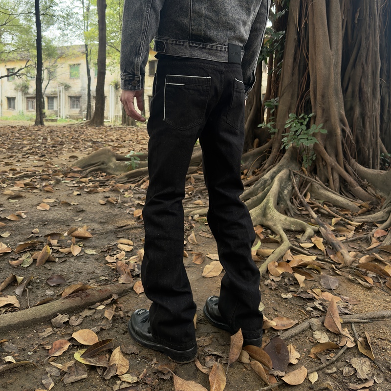 (in Stock) Scimitar Chain Raw Denim Scimitar Flared Slim Fit Jeans Jgone Jieguo Make