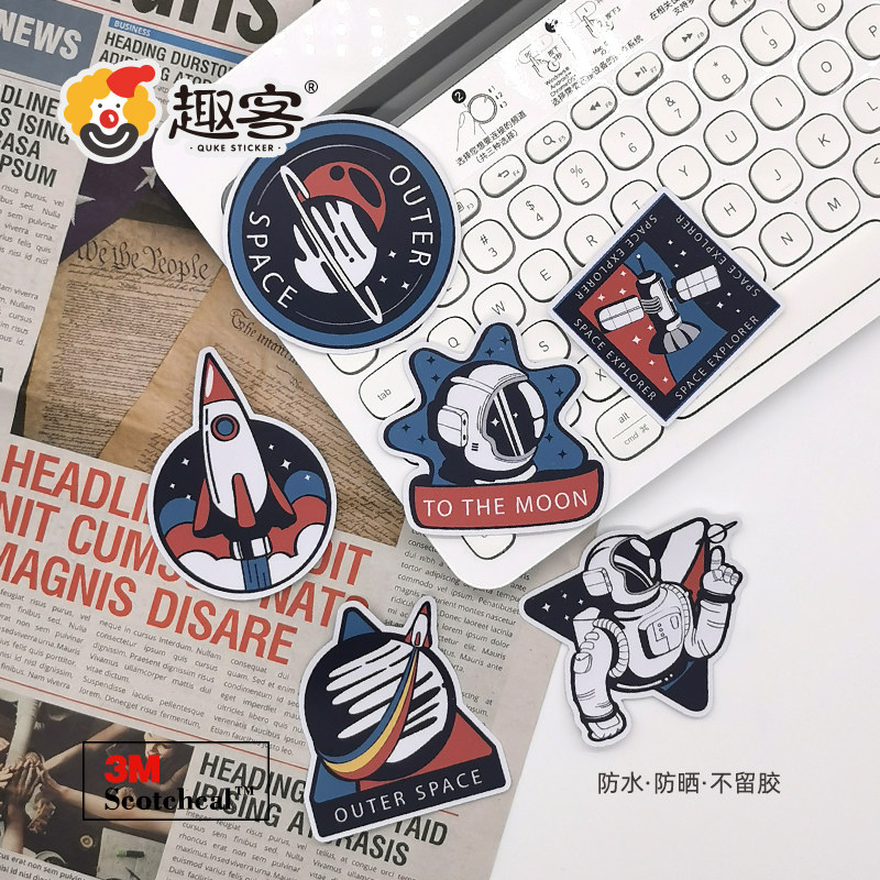 6 space suit laptop stickers Apple creative stickers suitcase stickers waterproof no glue stickers