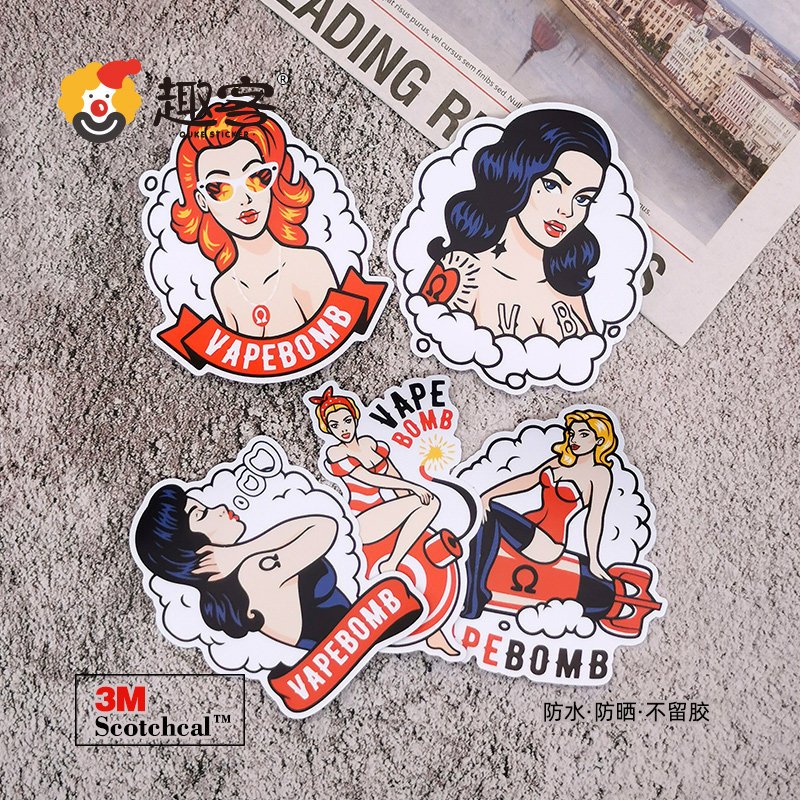5 retro beauty waterproof suitcase stickers suitcase airport checked stickers trolley case notebook stickers