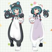 Original Bear Warrior in Exotic World Pyjamas Uai COS suit black and white bear cartoon cute couples home clothes