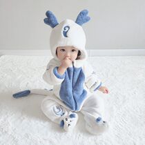 Newborn Baby Clothes Spring Autumn Baby Conjoined Clothing Flannel Warm Cute Super Cute Out To Suit Childrens Home Clothes