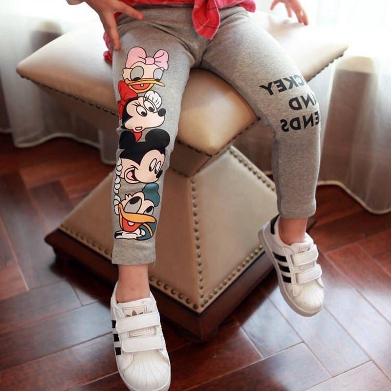 Children's clothing 2020 spring new Korean version of the girl cartoon print slim cigarette pants stretch pants inside pants 