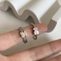 Cute bear ring female fashion personality ins tide niche design sense simple cold wind little finger tail ring accessories
