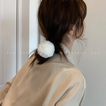 Autumn and winter Japanese Korean plush head rope sweet Joker ball head Hairband leather band female ins forest cute Net red wild