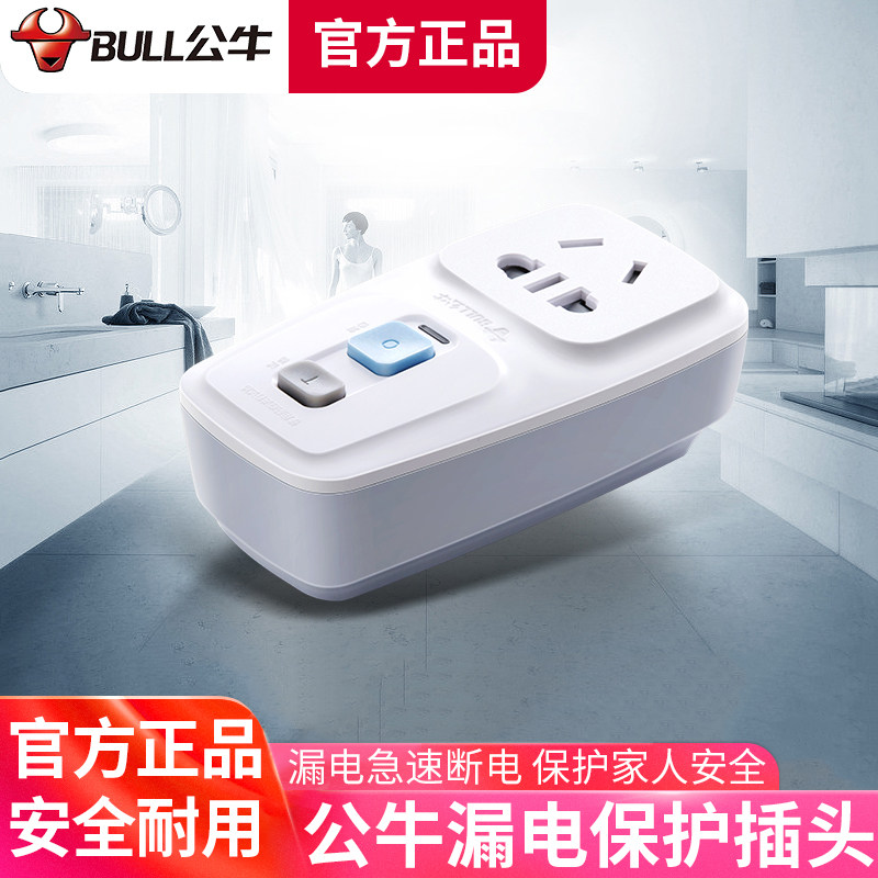 Bull Earth Leakage Protector Plug 10A 16A Water Heater Tap Air Conditioning High Power Wiring Anti-Electrocution Leakage