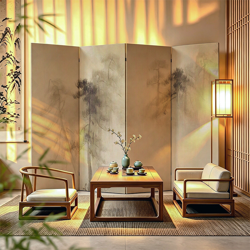 Chinese-Style Folding Screen Partition for Living Room, Movable, Song-Style Aesthetics, Bedroom, Office, Home Use, Background Wall Decoration Chinese-Style Folding Screen Partition for Living Room, Movable, Song-Style Aesthetics, Bedroom, Office, Home Use, Background Wall Decoration