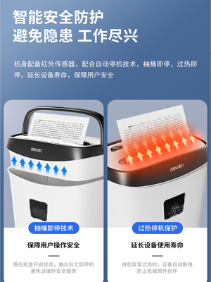 得力GA190碎纸机办公自动家用电动大功率桌面纸张文件小型粉碎机