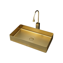 Strong Steel Golden Rectangular Stainless Steel Above Counter Basin Light Luxury Style Wash Basin Single Basin Nordic Black Wash Basin