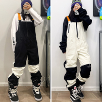 Snowboard strap ski pants waterproof ski suit women mens double board ski pants one-piece snow pants suit outdoor Korea