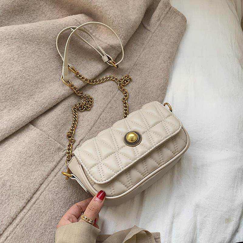 French niche bag women 2022 new trendy fashion all-match diamond chain bag leather retro one-shoulder messenger bag