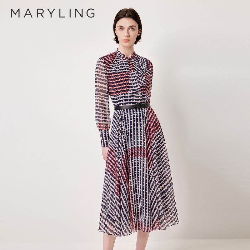 Maryling Spring and Summer New Ruffled Houndstooth Print Dress A1Faw61770 Maryling Spring and Summer New Ruffled Houndstooth Print Dress A1Faw61770