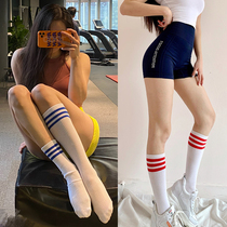 Fitness socks womens middle tube calf socks non-slip running cotton breathable football socks tide summer thin sports short socks Net Red