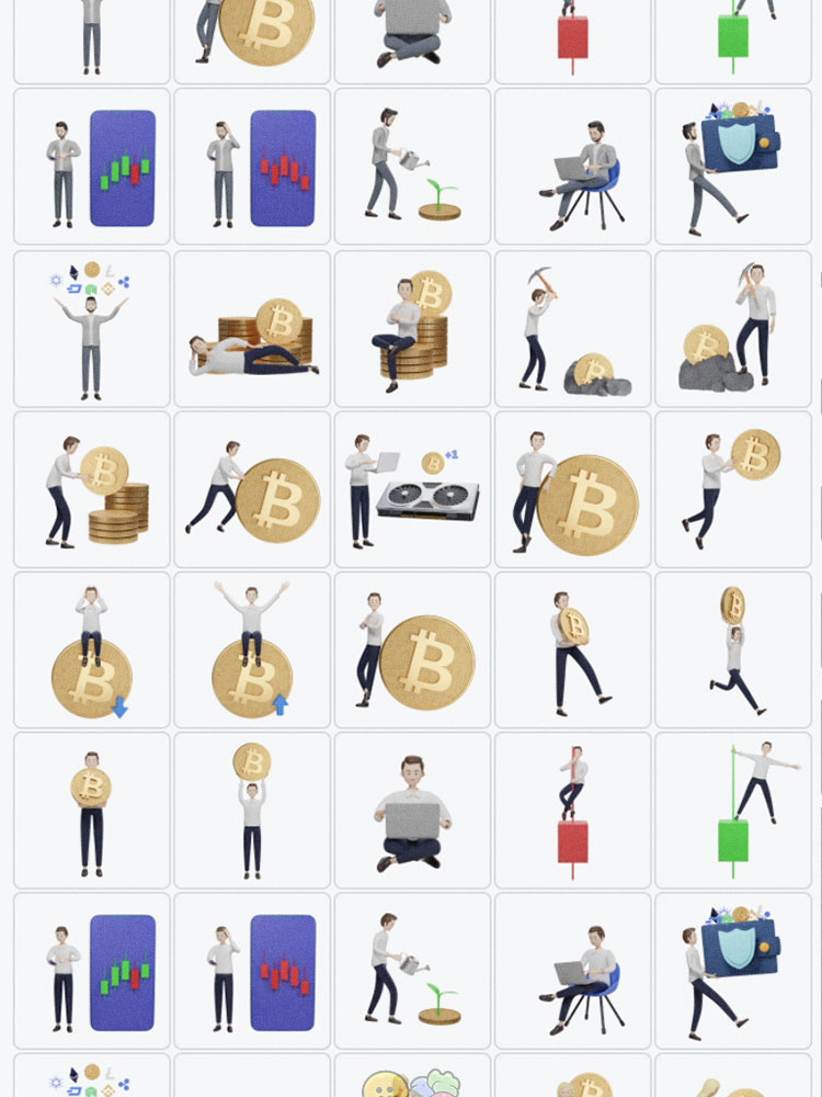 加密虚拟货币金融区块链3D人物角色icon插画免扣设计blender素材插图3