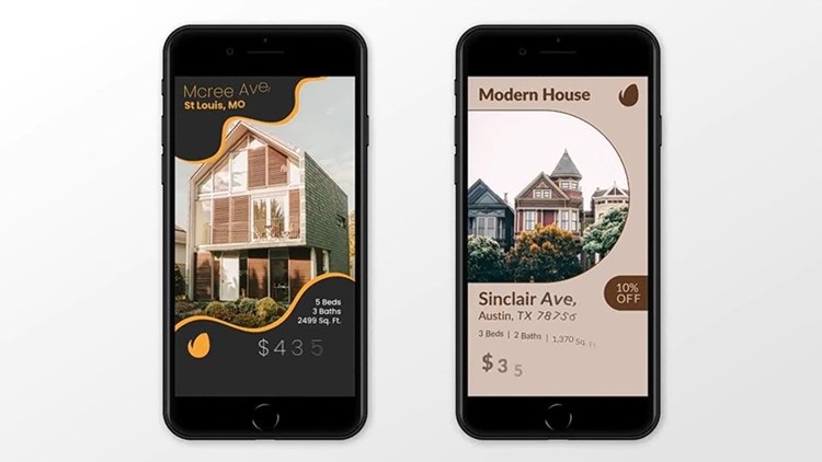 20款APP可用于社交媒体的房地产主题竖版动画动效演示样机AE模板插图6