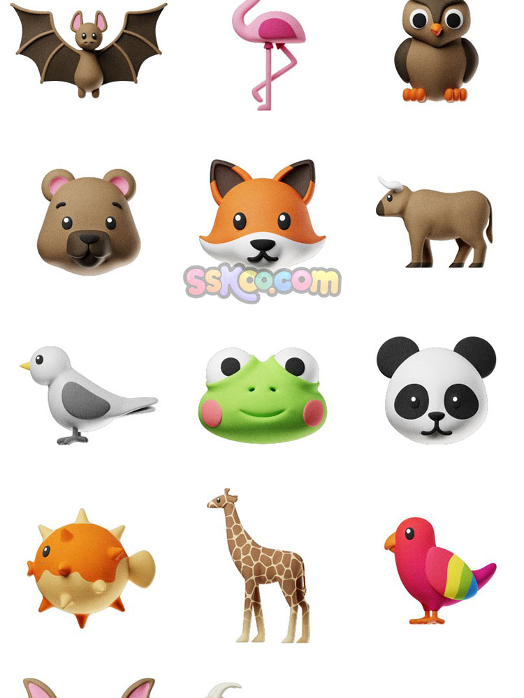 3D立体可爱动物头像emoji小动物Animojis图标icon插画png免扣图片插图4