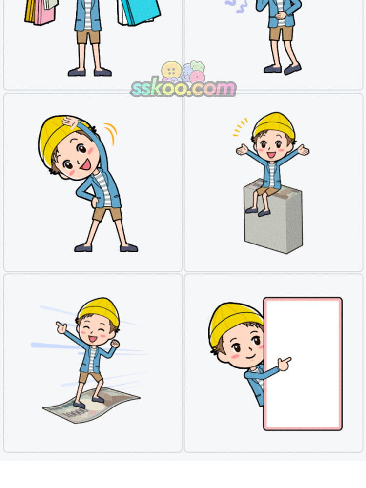 卡通小人儿童男孩生活办公场景元素插画插图AI矢量设计素材插图6