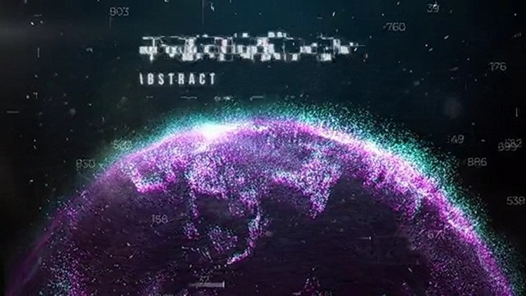高科技数字光点地球图文故障闪烁文本字母标题开场视频动画AE模板插图8