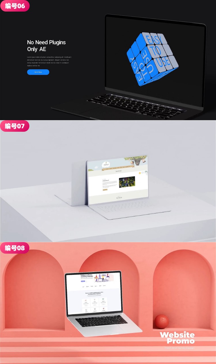 笔记本电脑Web网站UI网页设计样机展示演示宣传视频AE模板AEP文件插图13