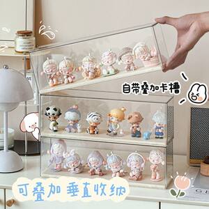 Cartoon Cute Blind Box ins Figure Multi-Layer Storage Display Stand Acrylic Transparent Dust-Proof Desktop Display Cabinet