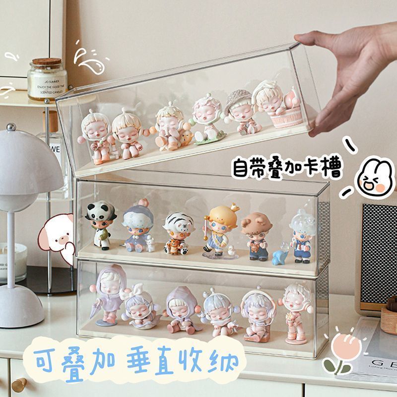 Cartoon Cute Blind Box ins Figure Multi-Layer Storage Display Stand Acrylic Transparent Dust-Proof Desktop Display Cabinet