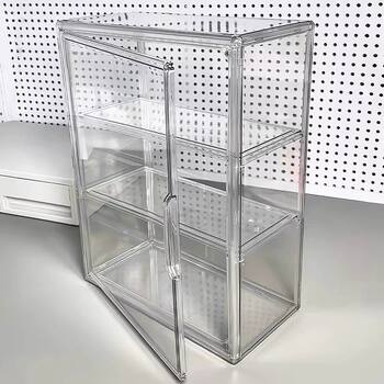 Desktop storage box small pain cabinet bar organizer display transparent plastic acrylic dustproof large capacity millet figure