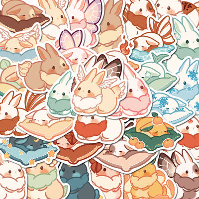 【 Original 】40 Cute Magic Rabbit Cartoon Stickers, Fantasy Rabbit Creative Planner, Waterproof stickers for Phone cases