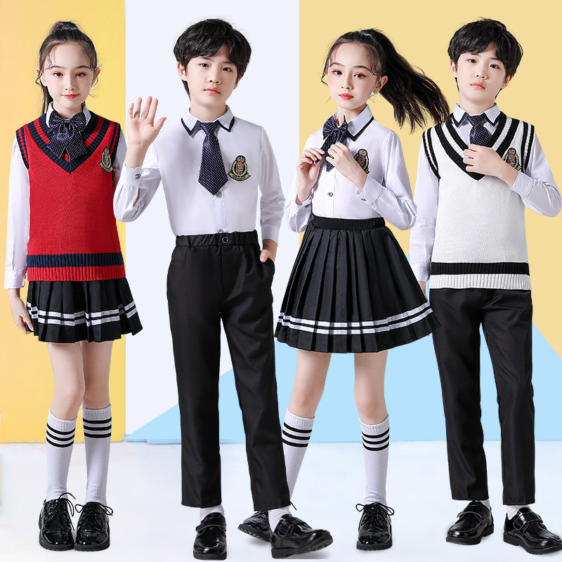 Six-1Children Performing Clothing School Kindergarten Clothing Student Class Dress School Student Englishman Recited