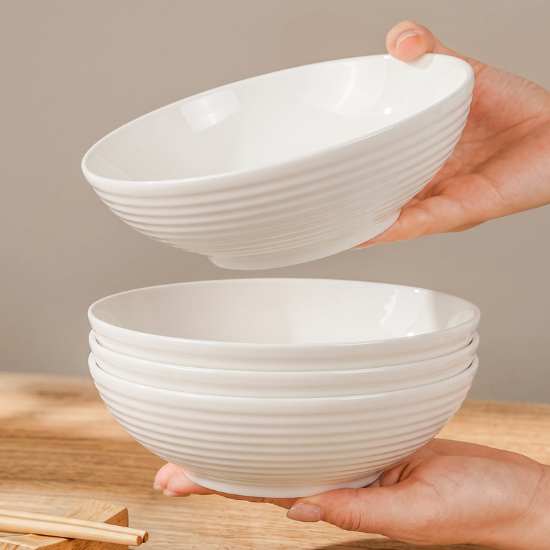 Ceramic Plate for Home Use, Underglaze Color, 2026 New Model, Pure White Deep Plate, Simple and Aesthetically Pleasing, Ribbed Dish, Soup Plate, Tableware Ceramic Plate for Home Use, Underglaze Color, 2026 New Model, Pure White Deep Plate, Simple and Aesthetically Pleasing, Ribbed Dish, Soup Plate, Tableware