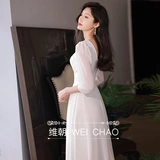 Элитное белое вечернее платье, французский стиль