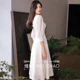 Элитное белое вечернее платье, французский стиль