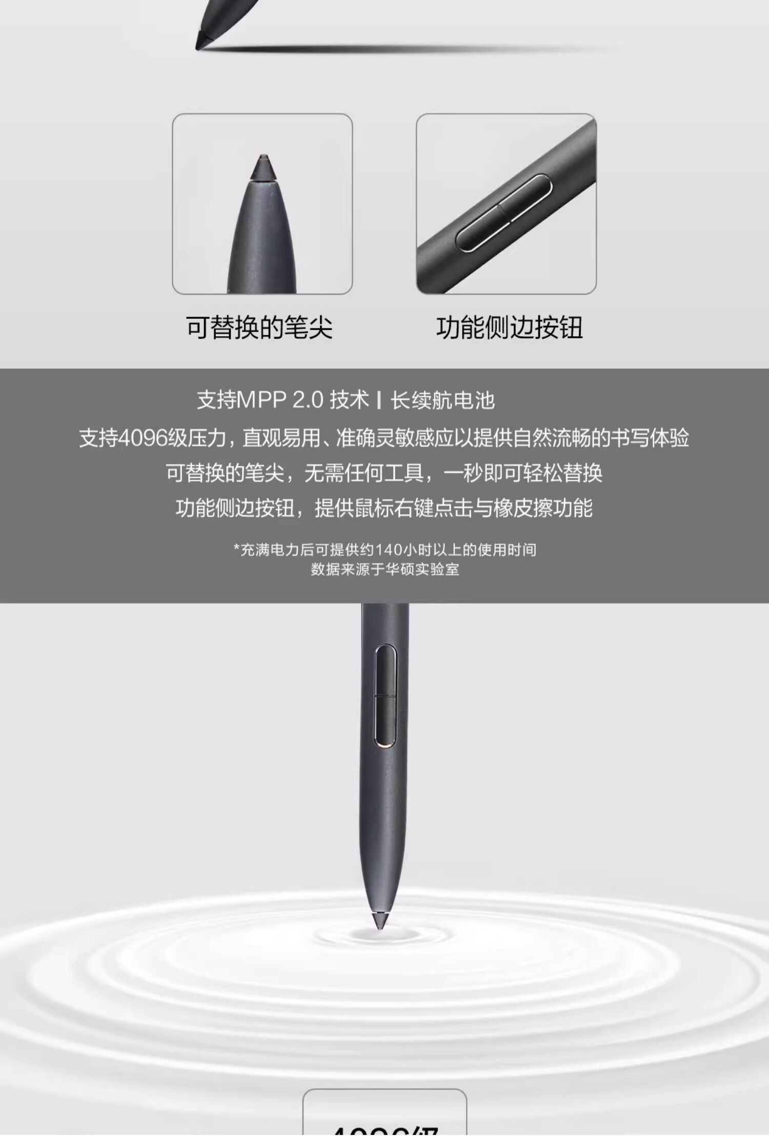 Комплектующие для планшета 华硕asus华硕精细触控笔 2.0 sa203h 4096级压感充电款幻x/13/16 Rog