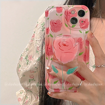 ins small crowdpink tulip bracket applicable iPhone13 12Pro Max apple 11 phone shell 12 new 13pro full package anti-fall xr silicone xsm