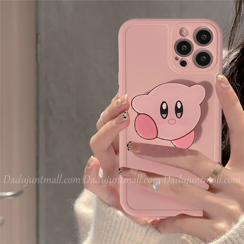 ins cute cartoon pink small bear bracket apply 11 12Pro Max Apple X XS XR SE mobile phone protective shell