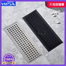 Black rectangular floor drain Large displacement shower room Stainless steel deodorant bathroom Balcony Kitchen bathroom Sewer