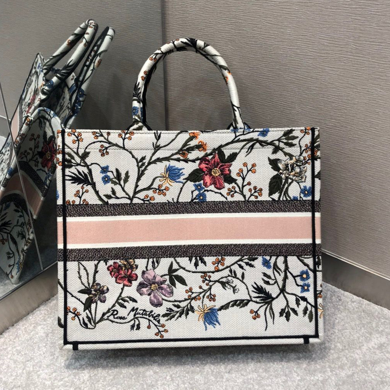 Rose Large2021 new pattern Gu Jia Same D home book   tote letter Embroidery Tote Bag handbag Montaigne saddle Female bag