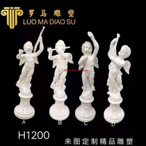 Customized European characters sculpture outdoor garden decorated sandstone glass steel copper relief murals creative little angel