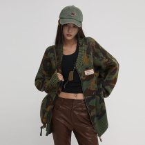 DNT Han Huohuo does not take the ordinary road charm can not stop the camouflage zipper cardigan round neck sweater Spring and Autumn New