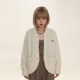 DNT/Korean fire lazy style solid color gentle sweater with small embroidery logo long-sleeved knitted cardigan jacket with wool