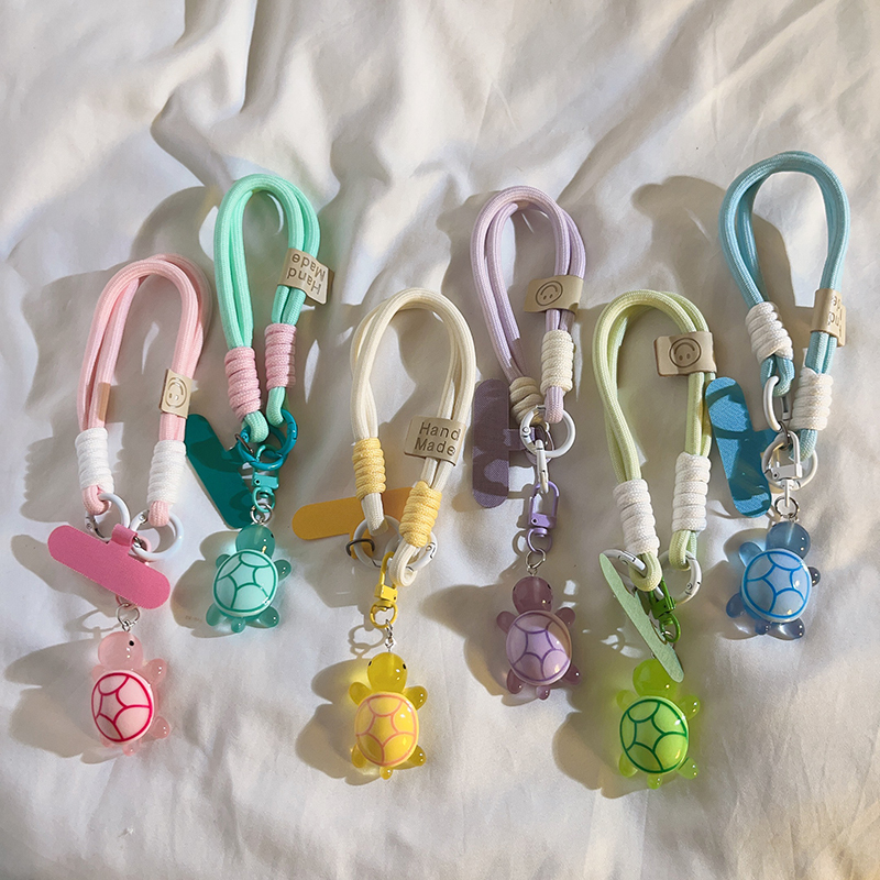 Cute Stereo Turtle Pendant Pendant Woven Lanyard Suitable for Universal Mobile Phone Case Versatile Creative ins Pendant Keychain Earphone Cover Trendyy Popular ins Women's Portable Wristband Bracelet Anti-Fall