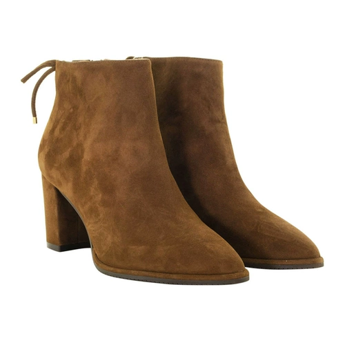 Stuart Weitzman Гардинер пушистые грубые каблуки, кофейные женские ботинки Толстая пятка