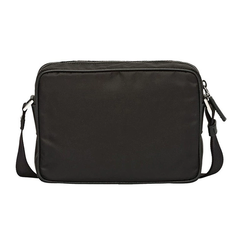 Prada, черная нейлоновая кожаная сумка на одно плечо с молнией