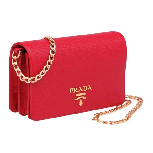 Prada, красная кожаная сумка на одно плечо